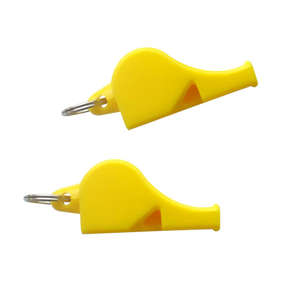 Silbato de plástico para supervivencia de emergencia, accesorio para acampada, canotaje, color amarillo, 5 unidades