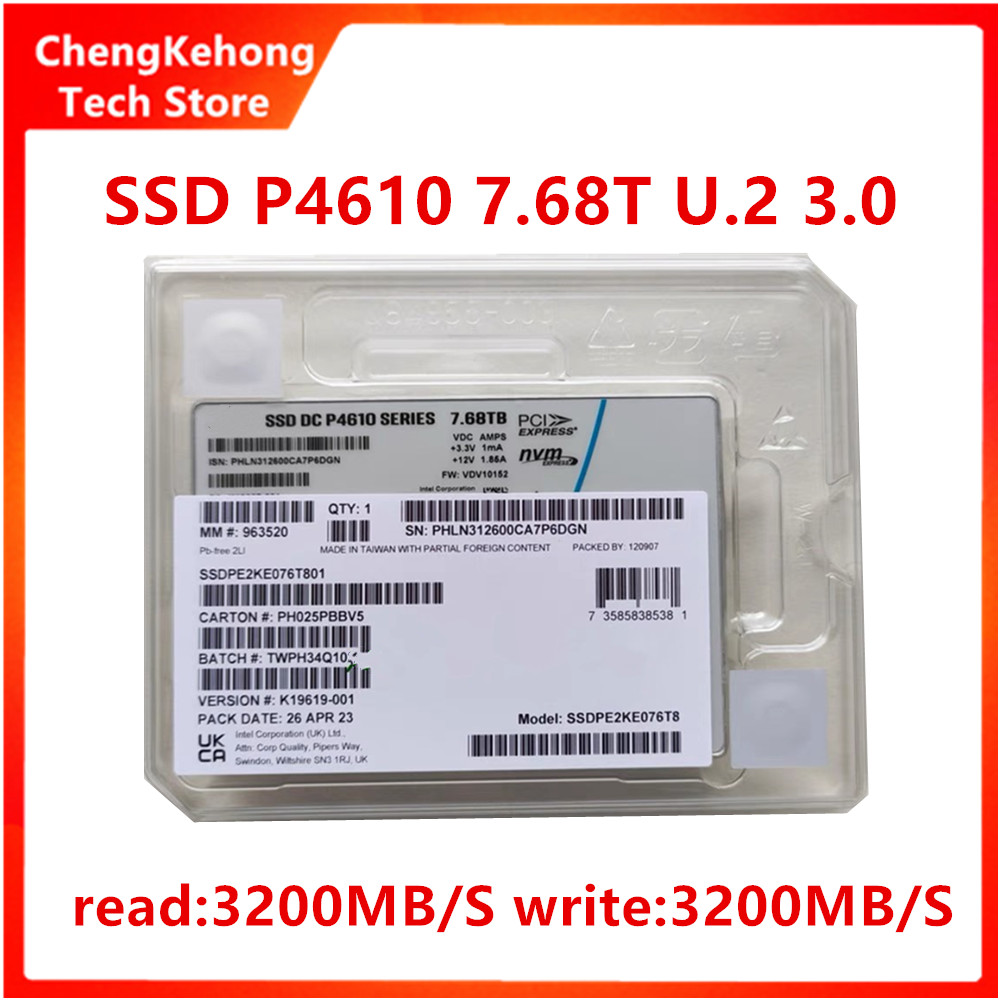 Originele Voor Intel P4610 1.6T 3.2T 6.4T 7.68T 2.5-inch server U.2 PCIe enterprise SSD solid state drive