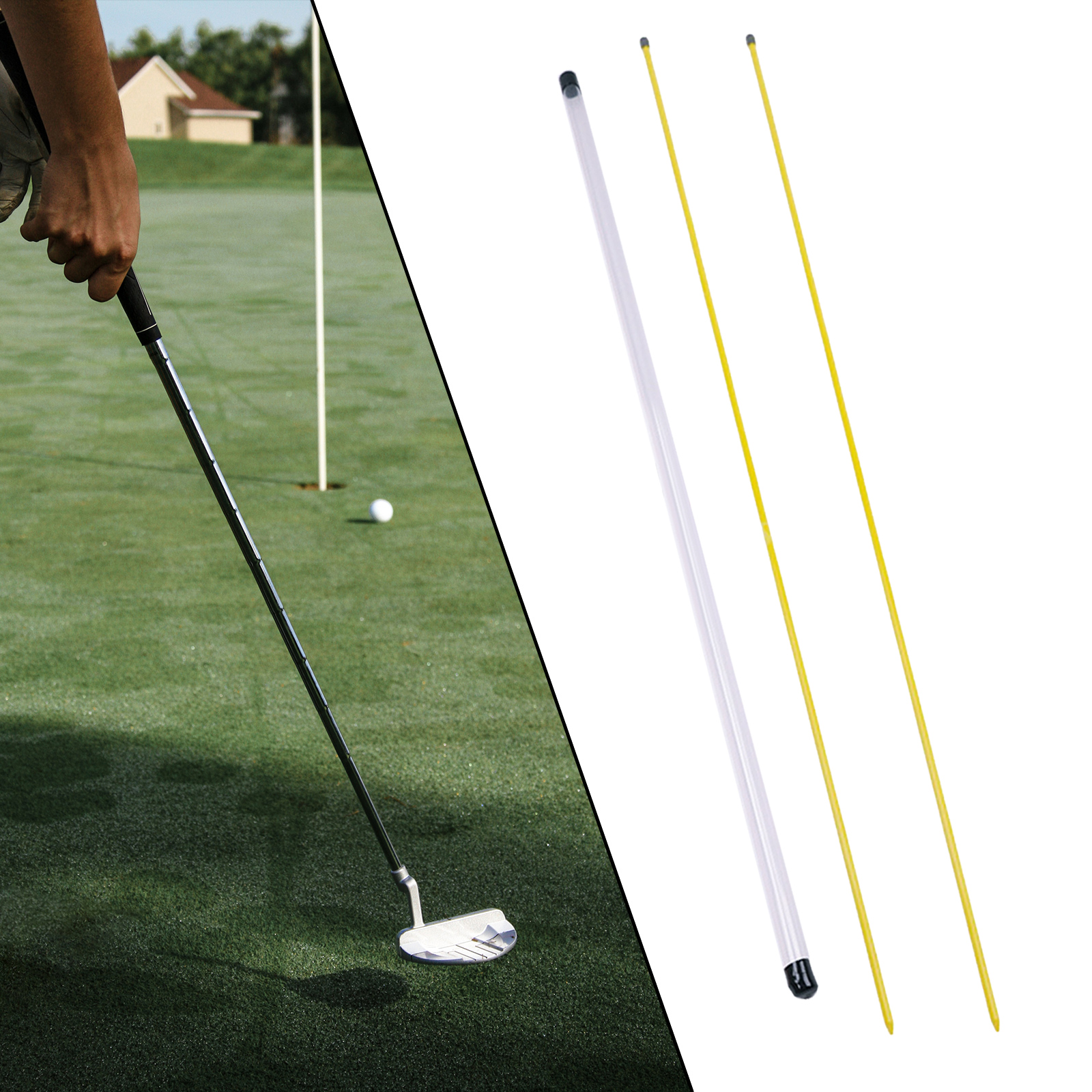 2Pcs Golf Alignment Sticks Posture Corrector Golf Swing Trainer with Storage,Golf Alignment Stick Swing Training Rod Equipment
