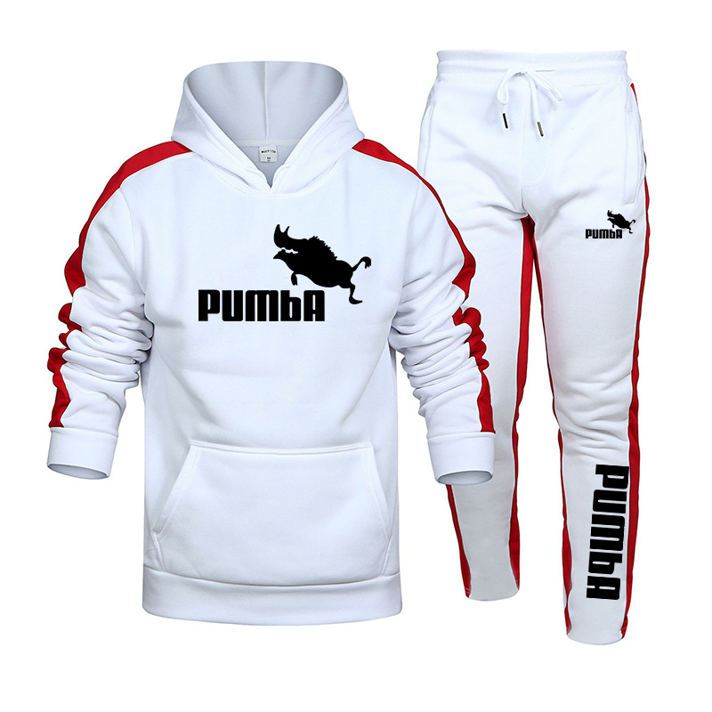 ฤดูใบไม้ร่วงฤดูหนาว Mens พิมพ์ Hooded Sweatshirts Sweatpants 2 ชิ้นชุดออกกําลังกายชุดวิ่งออกกําลังกายขายร้อน Casual กีฬาเสื้อผ้า