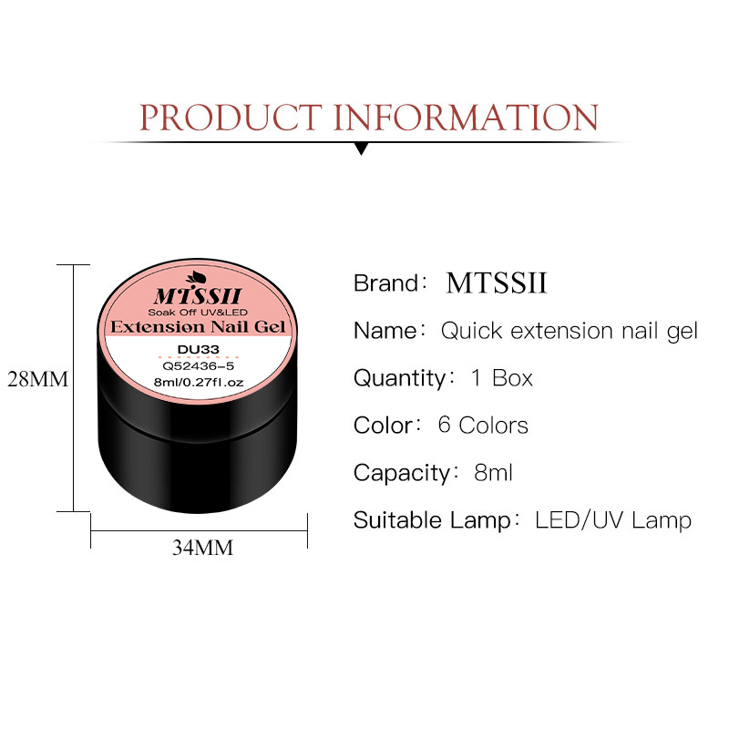 Mtssii-Gel de extensión de uñas, esmalte de uñas semipermanente, color rosa brillante, UV, duro, para alargar los dedos, Blanco claro, Nude, 10/20ml