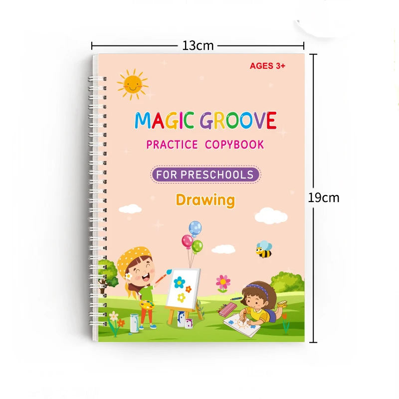 4pcs Magic Groove Practice Copybook ปากกาก่อนวัยเรียนภาษาอังกฤษ Verison เด็กตัวอักษรเด็ก Reusable เขียนหนังสือเช็ดฟรี
