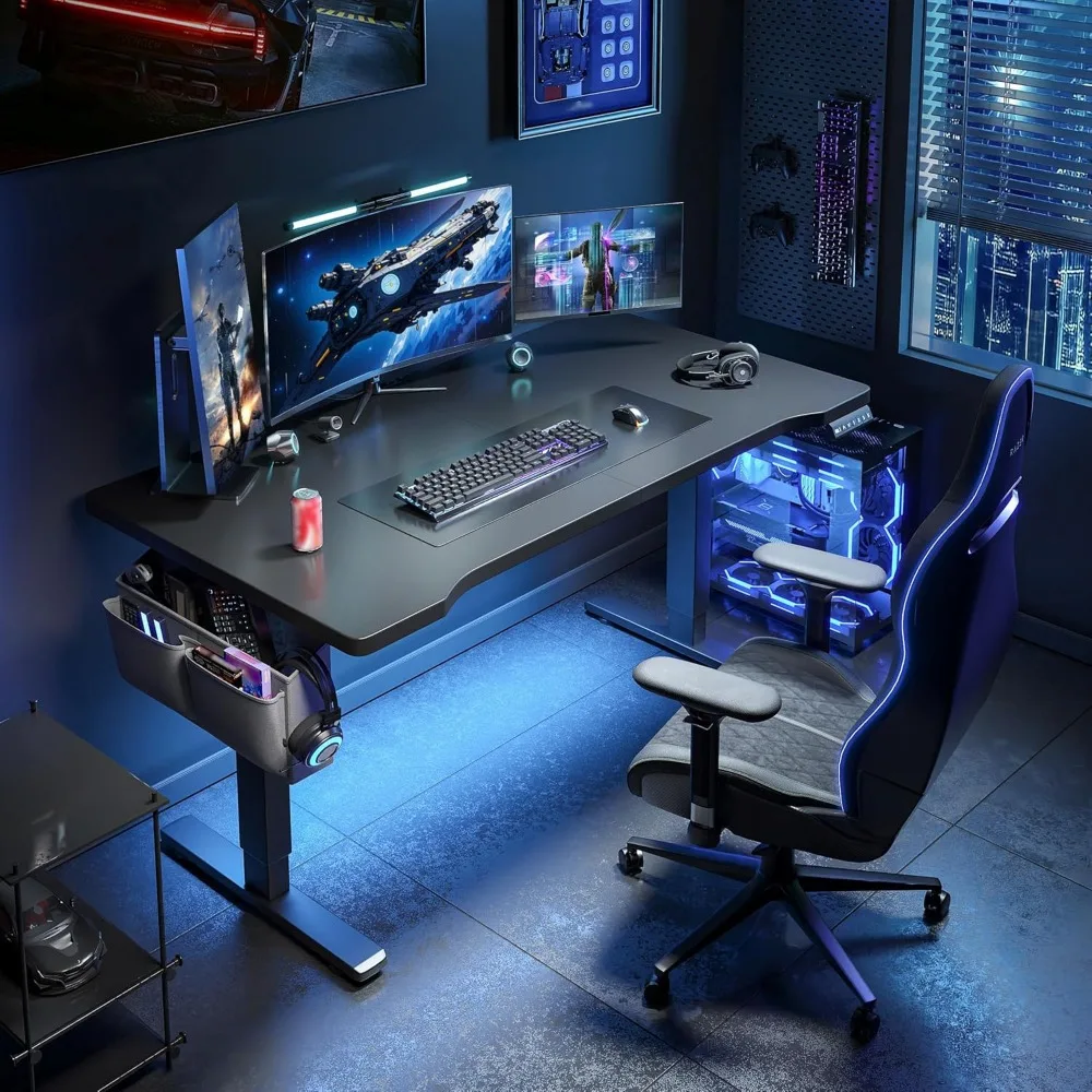 Standing Desk with LED,Electric Computer Desk,48 x 24 Inch Adjustable Desks Height with 3 Memory Preset,Sit Stand Up Desks