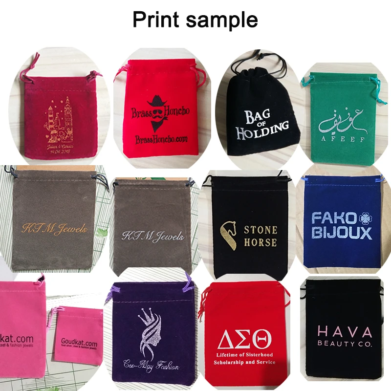 Custom Link เครื่องประดับกระเป๋าสตางค์ส่วนบุคคลโลโก้พิมพ์กระเป๋ากํามะหยี่บรรจุภัณฑ์เครื่องประดับกระสอบงานแต่งงานโปรดปรานกระเป๋า