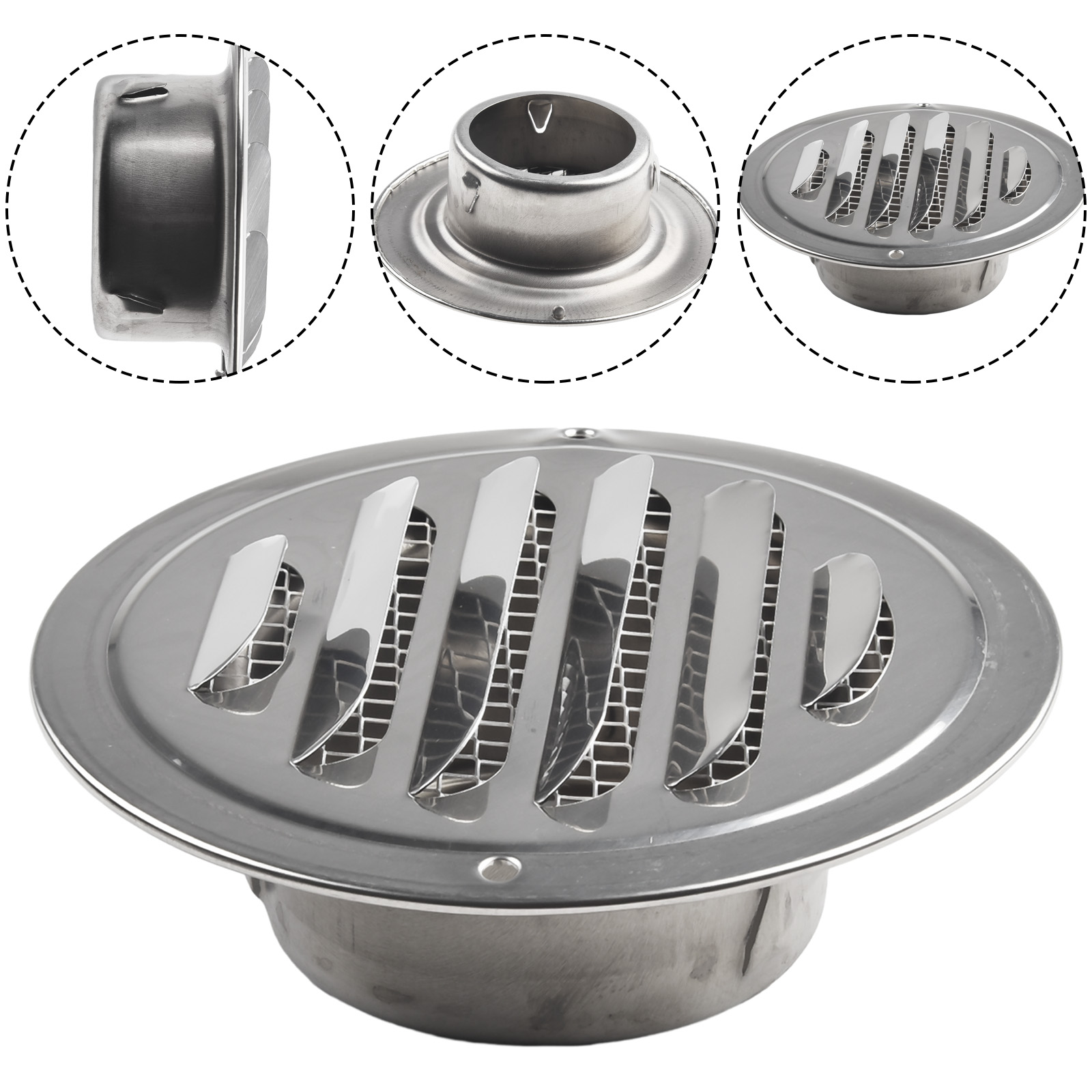 70-300 мм круглая вентиляционная решетка из нержавеющей стали, инструмент для вентиляции наружной стены, крышка выхлопной решетки, крышка вентиляционных отверстий для охлаждения и нагрева