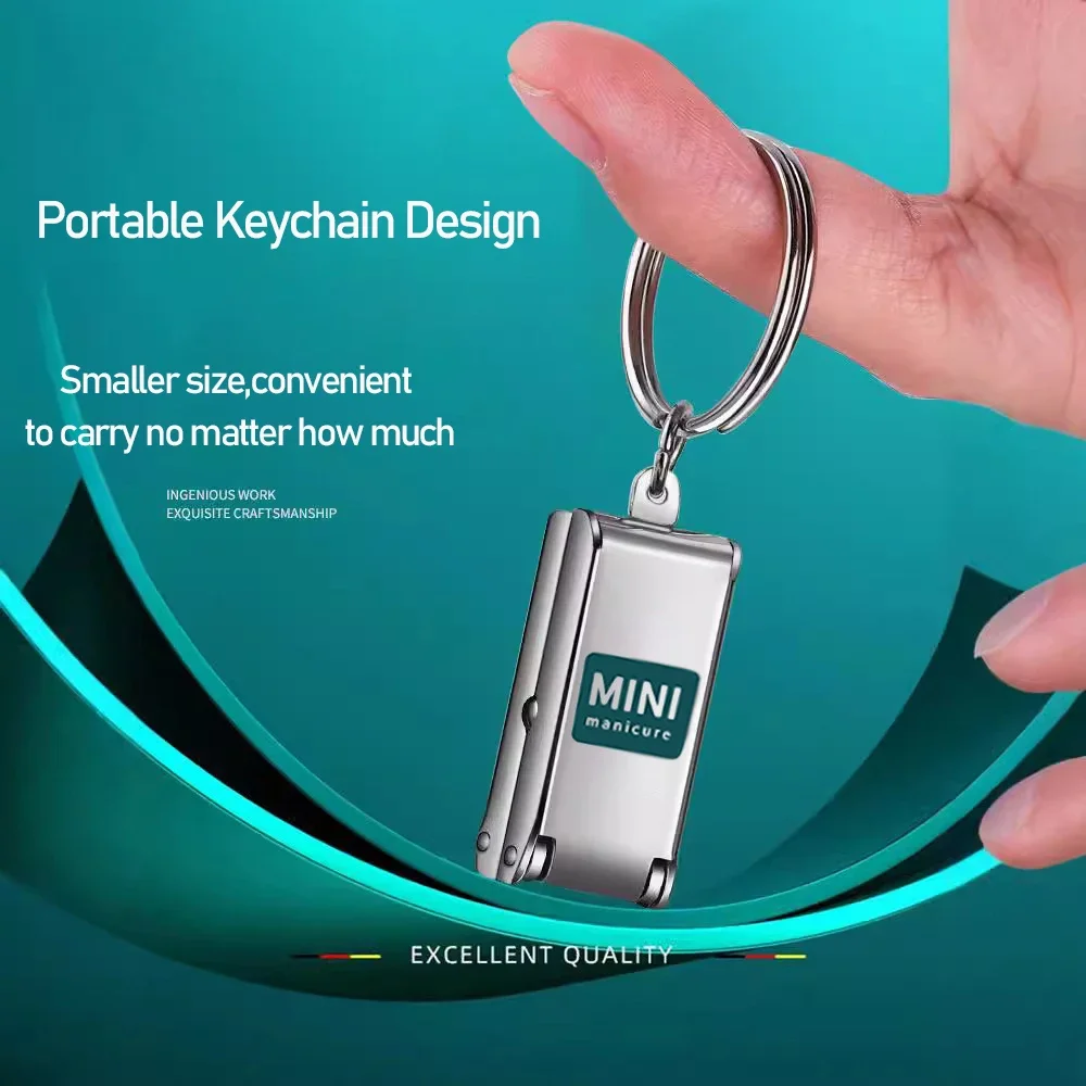 Mini cortaúñas de acero inoxidable con función de archivo, exquisito diseño plegable en forma de equipaje, herramienta de esmalte de uñas portátil