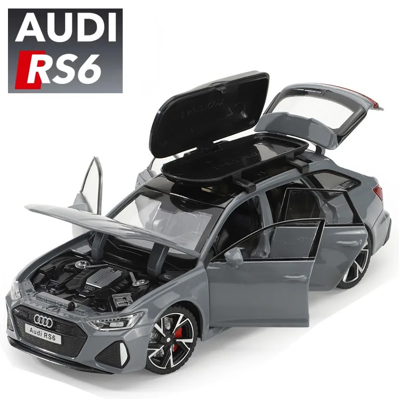 1/32 Audi RS6 Model samochodu zabawkowego z dźwiękiem i światłem Otwarte drzwi Odlew ze stopu Model pojazdu Kolekcja zabawek dla chłopca Dorosły Prezent festiwalowy