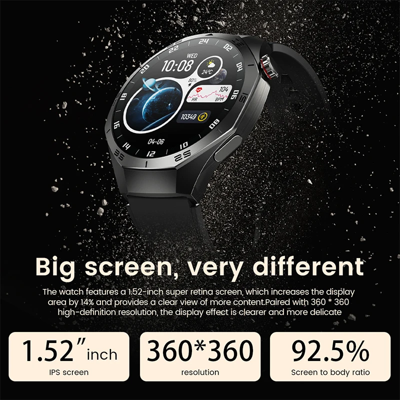 2025 neue Für Android und ios Smart Uhr Männer AMOLED Bildschirm GPS Motion traject Herzfrequenz Bluetooth Anrufe SmartWatch wasserdicht