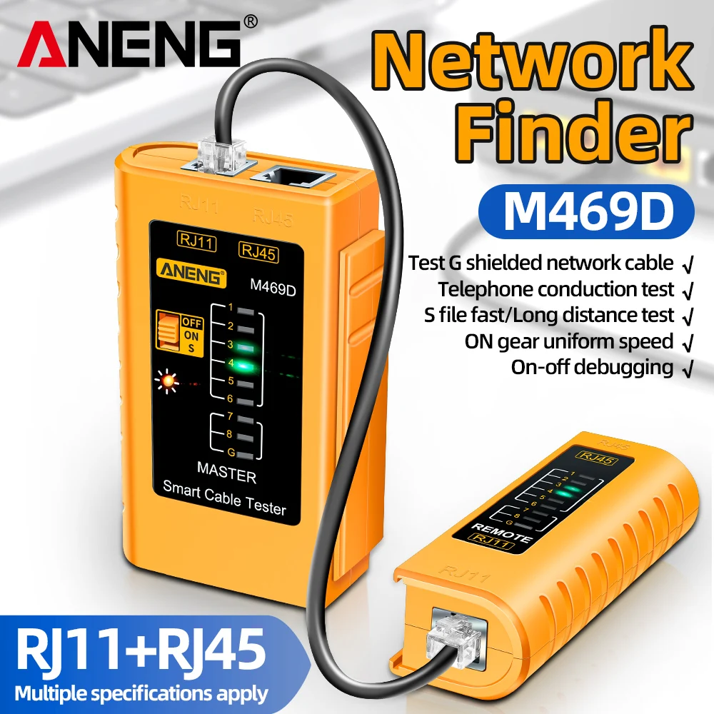 Professional เครื่องวิเคราะห์เครือข่ายเครื่องทดสอบ M469D สาย LAN RJ45 RJ11 RJ12 CAT5 UTP LAN เครื่องทดสอบสายเคเบิลเครือข่ายเครื่องมือเครือข่ายซ่อมเกินไป