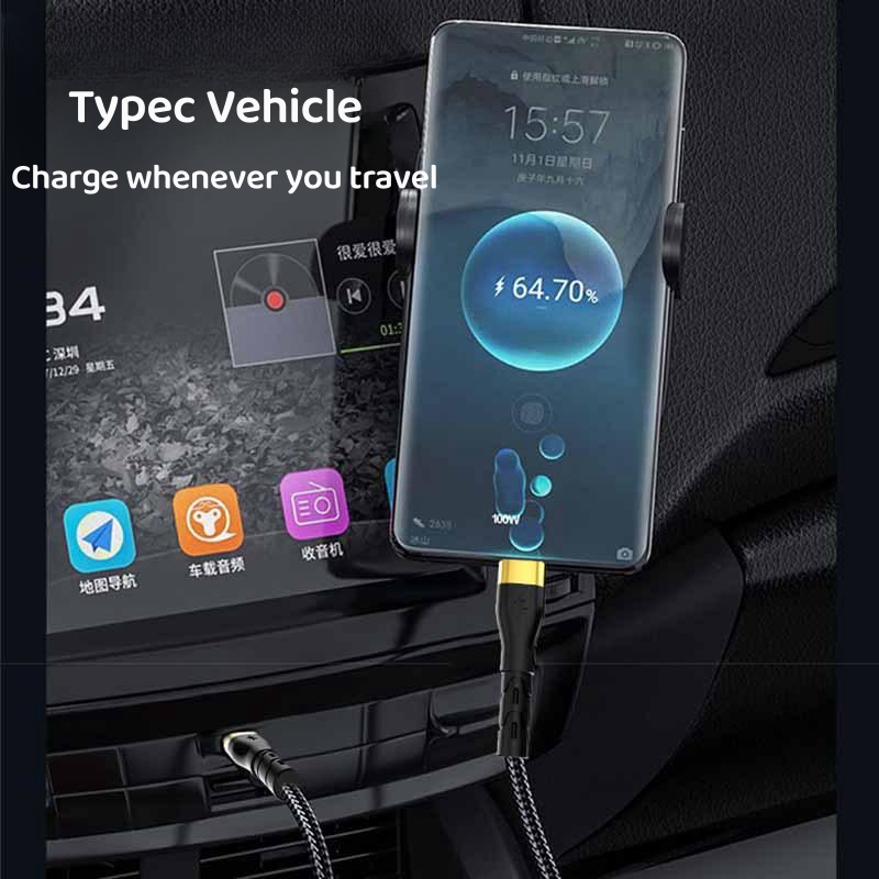 120W Super Fast Charging Cable USB C TO Type C Data Cord For Samsung S24 S23 Ultra iPhone 16 15 14 Pro Max Xiaomi 14 Oneplus