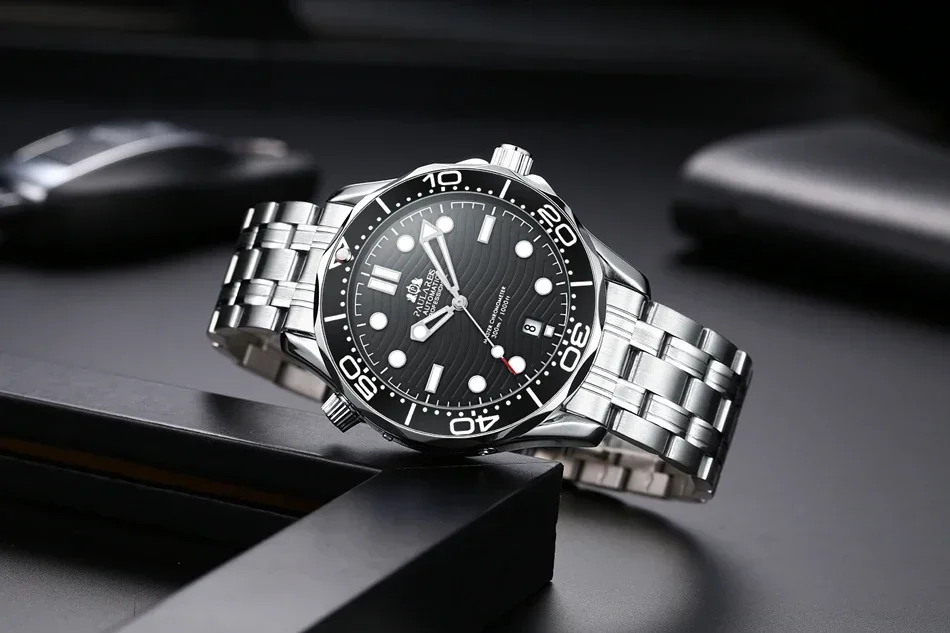 Reloj Automático para Hombre mecánico de acero inoxidable Casual oro plata azul Master Wave Reloj Hombre Baratos Nibosi Masculino