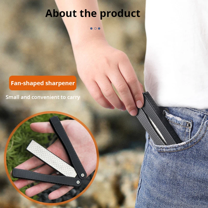 1 PC แบบพกพา DOUBLE SIDE Grindstone Professional KITCHEN Sharpener สําหรับพับมีด Sharpening Stone Sharpener เพชร
