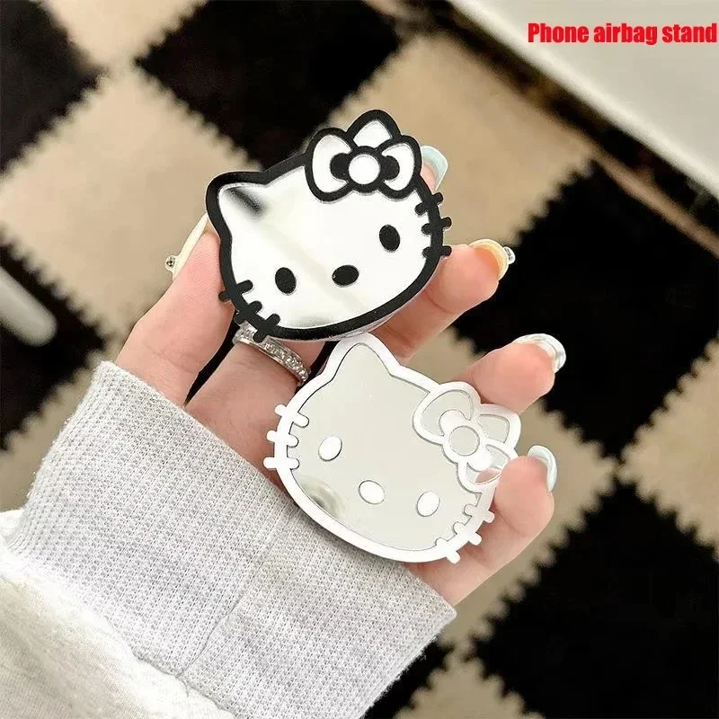 Sanrio Hello Kitty Airbag-Halter, spiegelfarben, einziehbarer Ständer, Schreibtisch-Halter, Rückseite, Aufkleber, Geschenke, niedliche Cartoon-Muster, Geschenk