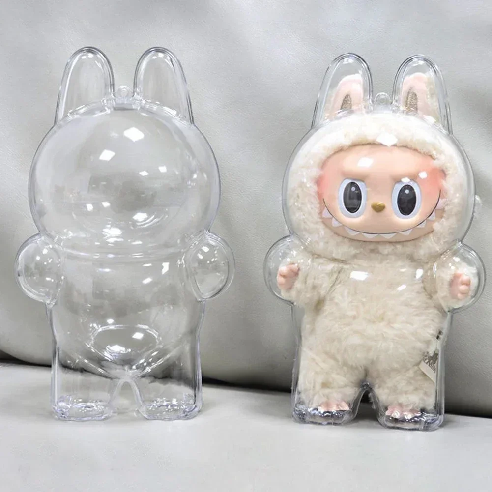 Global Quente! Caixa transparente à prova de poeira para bonecas labubu-estojo de armazenamento, acessório diy brinquedo de festa e presente-acessório de boneca essencial
