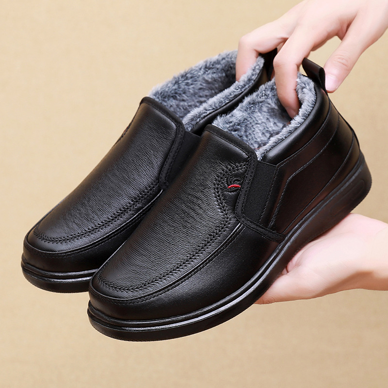Winter Männer Baumwolle Schuhe Wasserdichte Anti Slip Plüsch Warme Casual Schuhe Mittleren Alters Ältere Menschen Komfort Flache Sohlen Schnee Stiefel