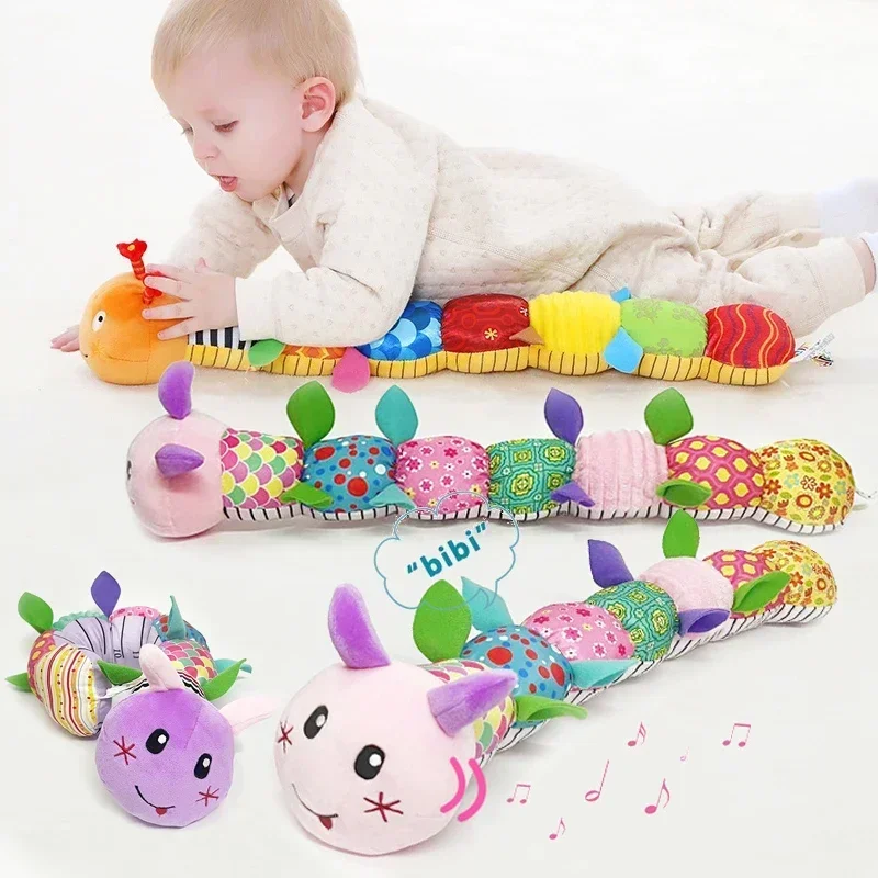 Hochet Musical pour bébé, chenille, ver, jouets en peluche doux pour nourrissons, jouet sensoriel interactif éducatif pour bébés, cadeau pour nouveau-né