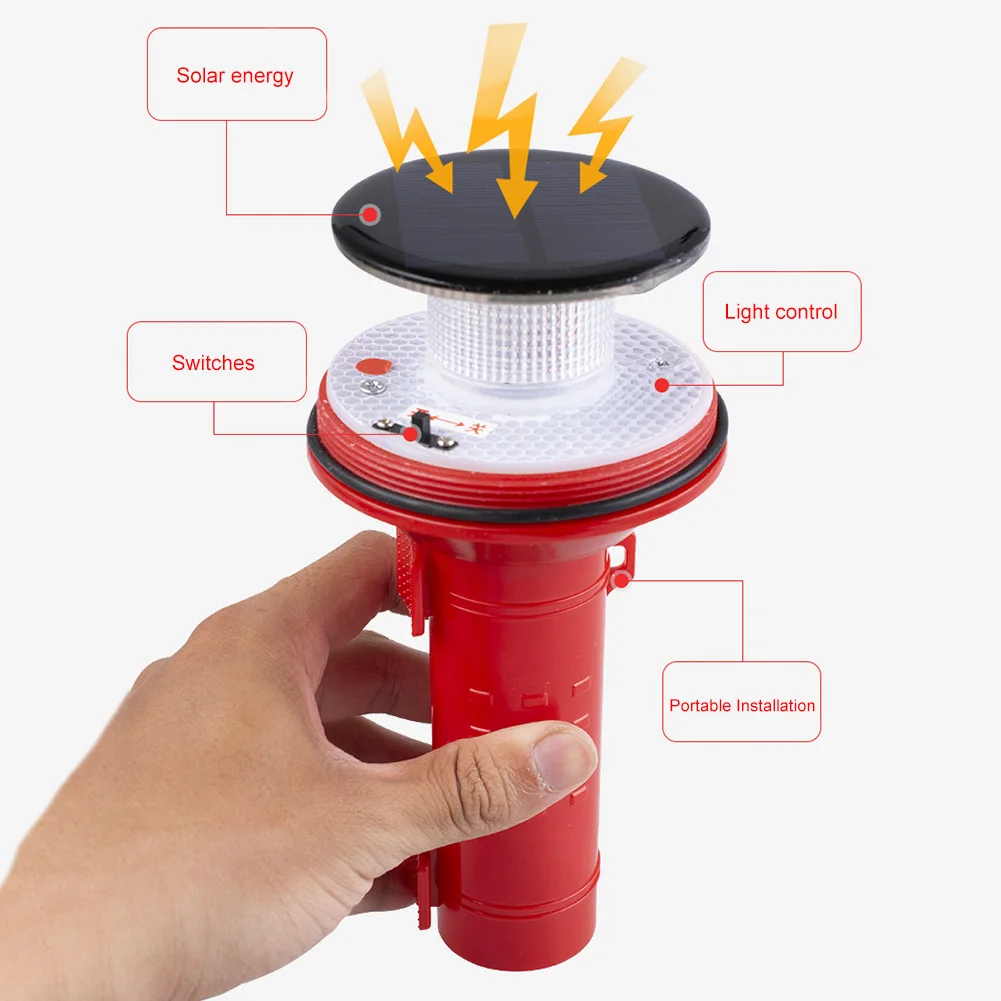 Solar Charging LED Portable Flashlight 2KM Visual Distance Multifunctional Signal Light 65 Degree Anti-Fog for Marine Navigation