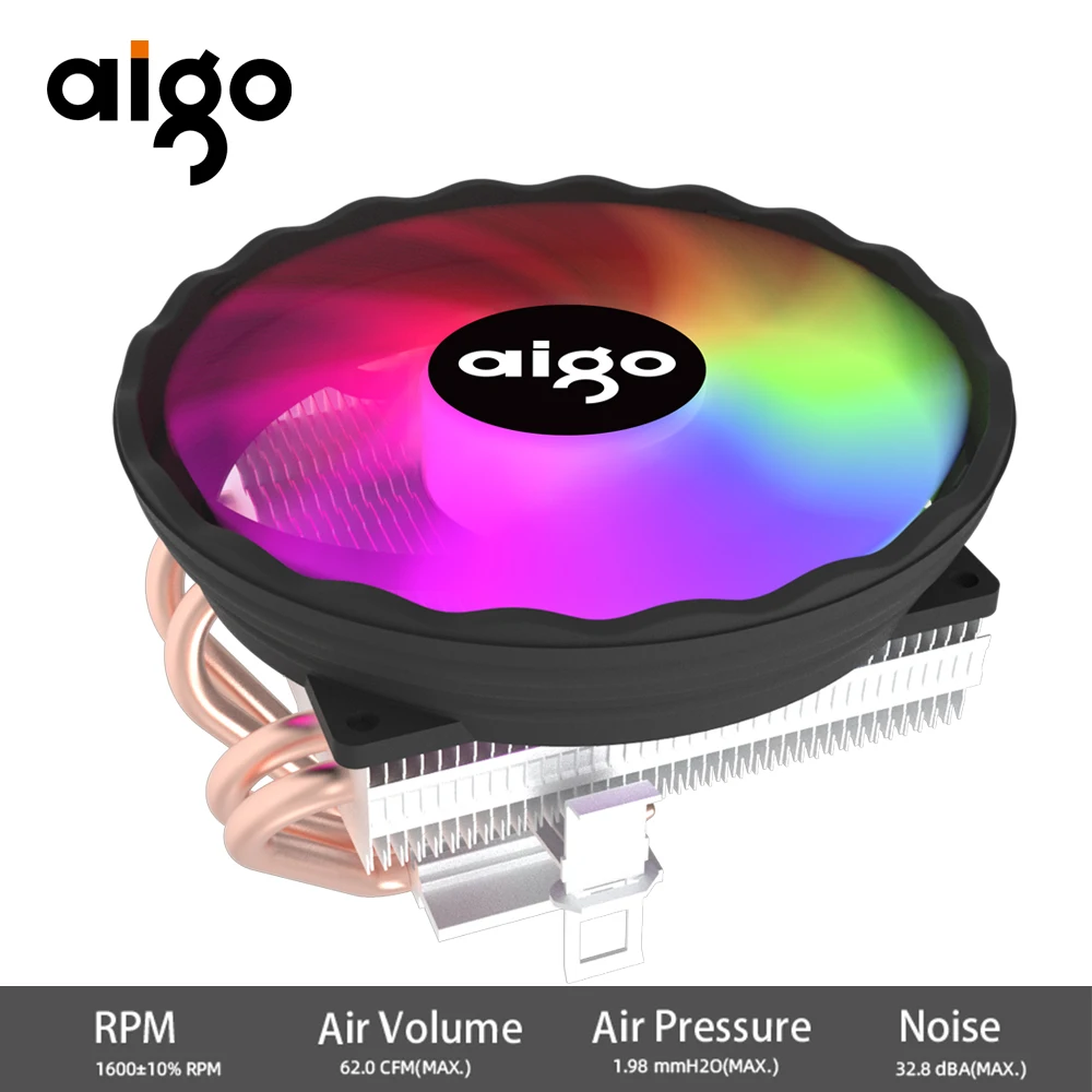 Aigo ICE400X 4 ヒートパイプ cpu クーラーファン RGB 4pin PWM コンピュータケースファンサイレントインテル LGA 1700 1200 1150 1151 AMD AM3 AM4