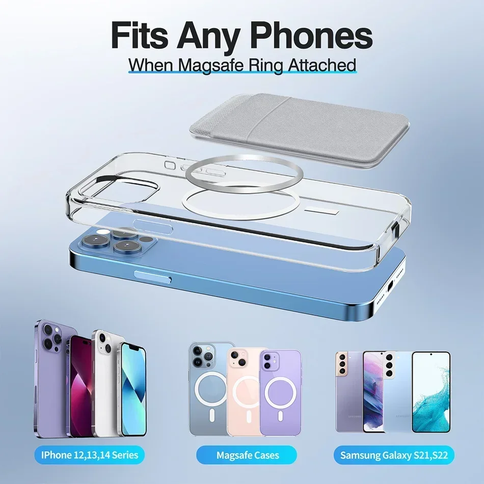 Phone Wallet Card Holder Elastic Lycra Magsafe Cardholder Compatible Magentic Wallets for IPhone 16 15 Pro Max Samsung Android
