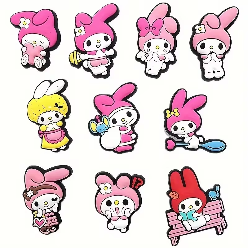 MINISO 10/30pcs Sanrio 신발 장식 액세서리 나막신 용 매력 Bogg Bag 버블 슬라이드 샌들, 생일 선물 아이디어