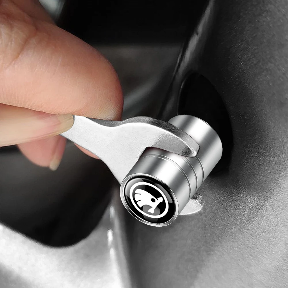 4 個金属車のホイールタイヤバルブキャップステムケースカバーアクセサリーシュコダ S コディアックオクタビア 2 3 イエティカロクラピッドファビア VII A5