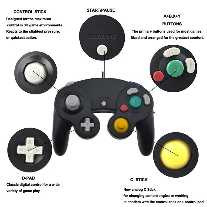 Per Controller Gamecube Joystick portatile cablato USB compatibile nintendo per NGC GC Controle per MAC Computer PC Gamepad