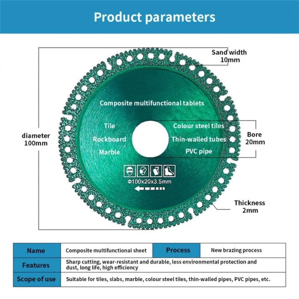 1 STKS Composiet Multifunctionele Snijden Zaagblad 100mm Diamantdoorslijpschijf Keramische Tegels Glas Marmer PVC Pijp Snijblad