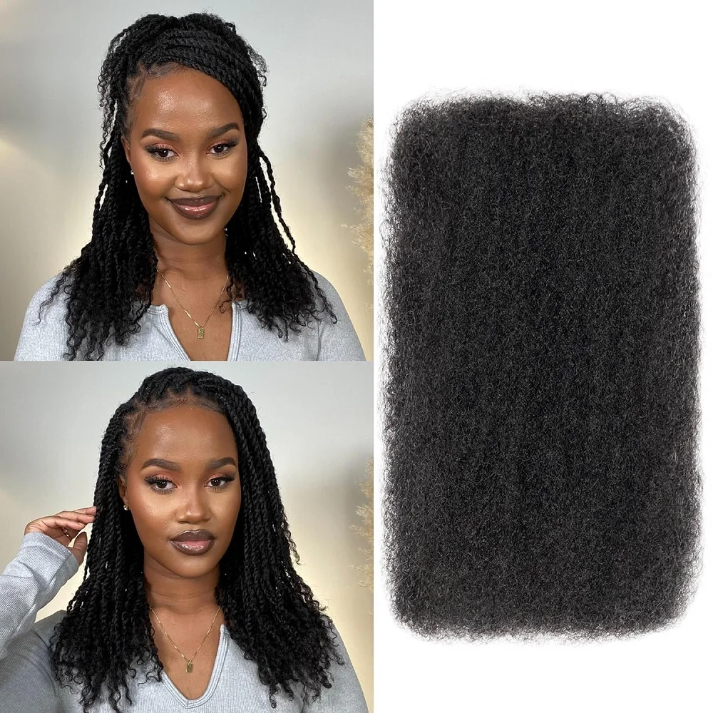Cabelo brasileiro afro kinky encaracolado onda 100% cabelo humano em massa para trança torções de cabelo para micro torção afro kinky extensão do cabelo