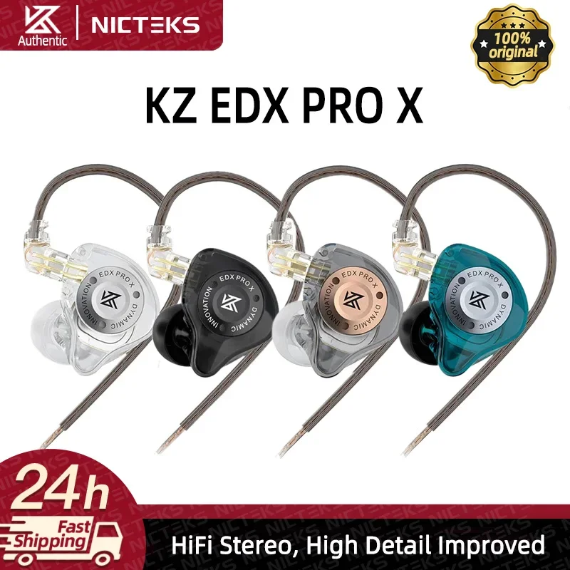 Auriculares KZ EDX PRO X con cable, auriculares con unidad dinámica, auriculares deportivos con cancelación de ruido de graves HIFI con micrófono KZ ZSN, auriculares EDC de música