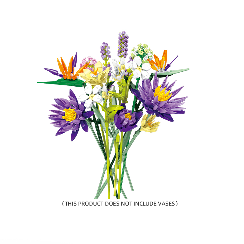 Ensemble de blocs de construction oiseaux de paradis pour enfants, bouquet de fleurs, jouets assemblés bricolage, décoration de la maison, fête des mères, cadeau de vacances, 891 pièces