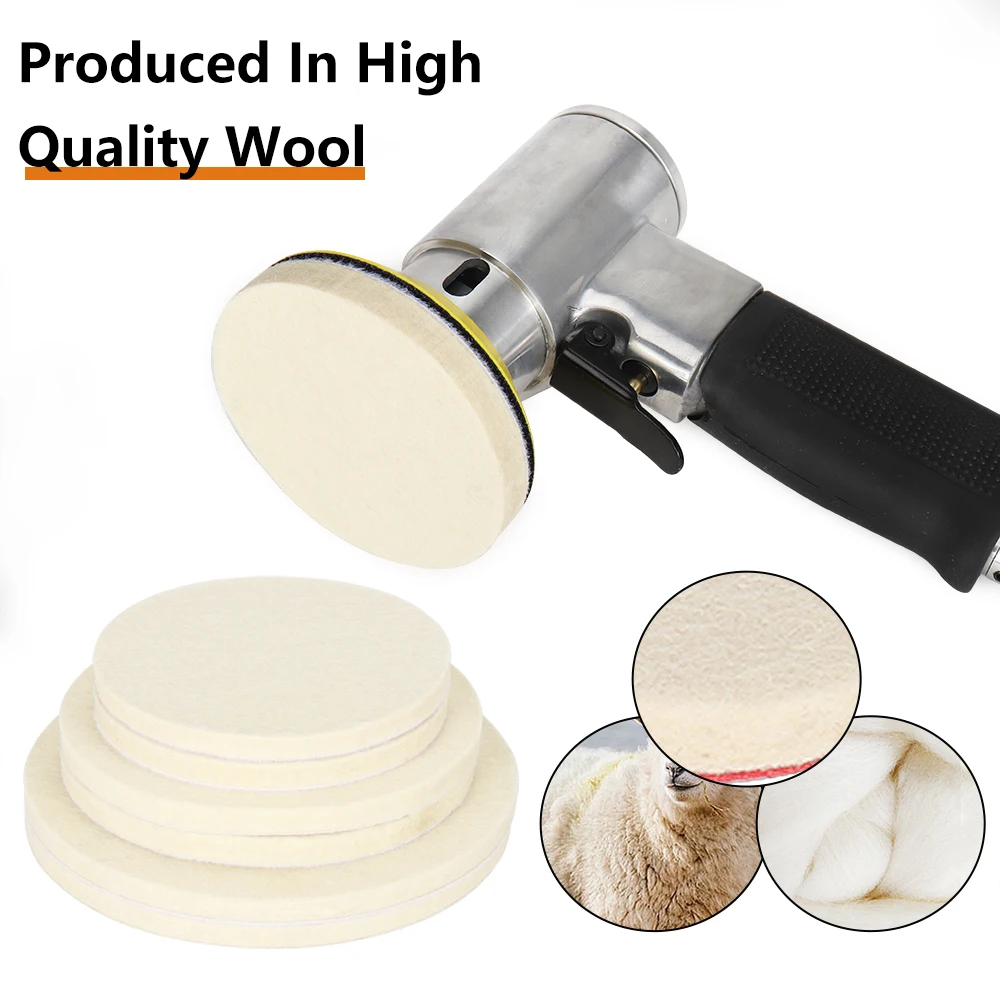 SIFANG Wool Felt Polishing Pads,ล้อขัดสําหรับแก้ว,สแตนเลสภาษาโปลิชคํา,ซ่อมรอยขีดข่วน,2-7in Soft Felt แผ่น,2PCs