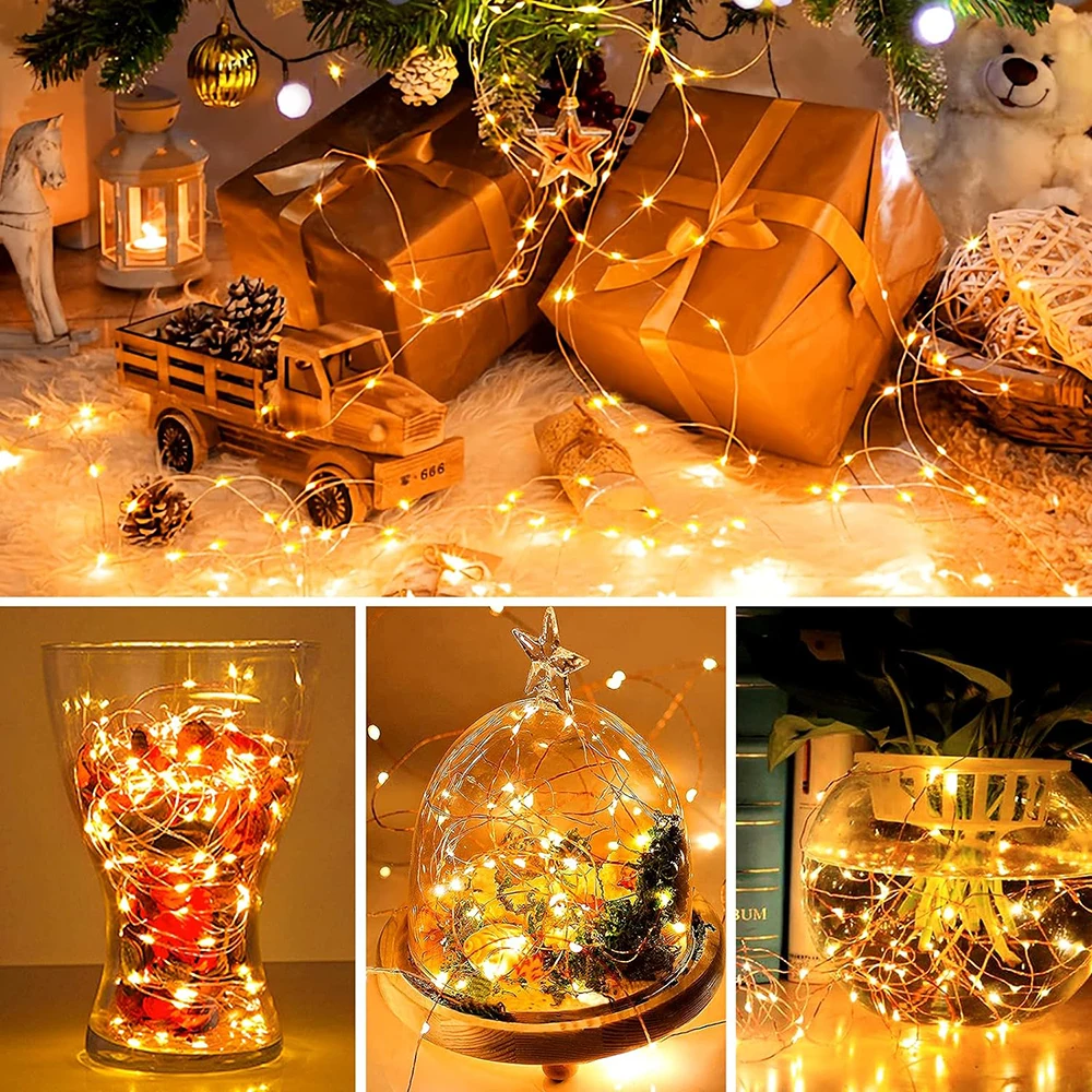 50-300 LED Solar Christmas String Lights Fairy Garden Outdoor Party Lamp 8 Modes Balcony Lights for Tree Patio Wedding Decor