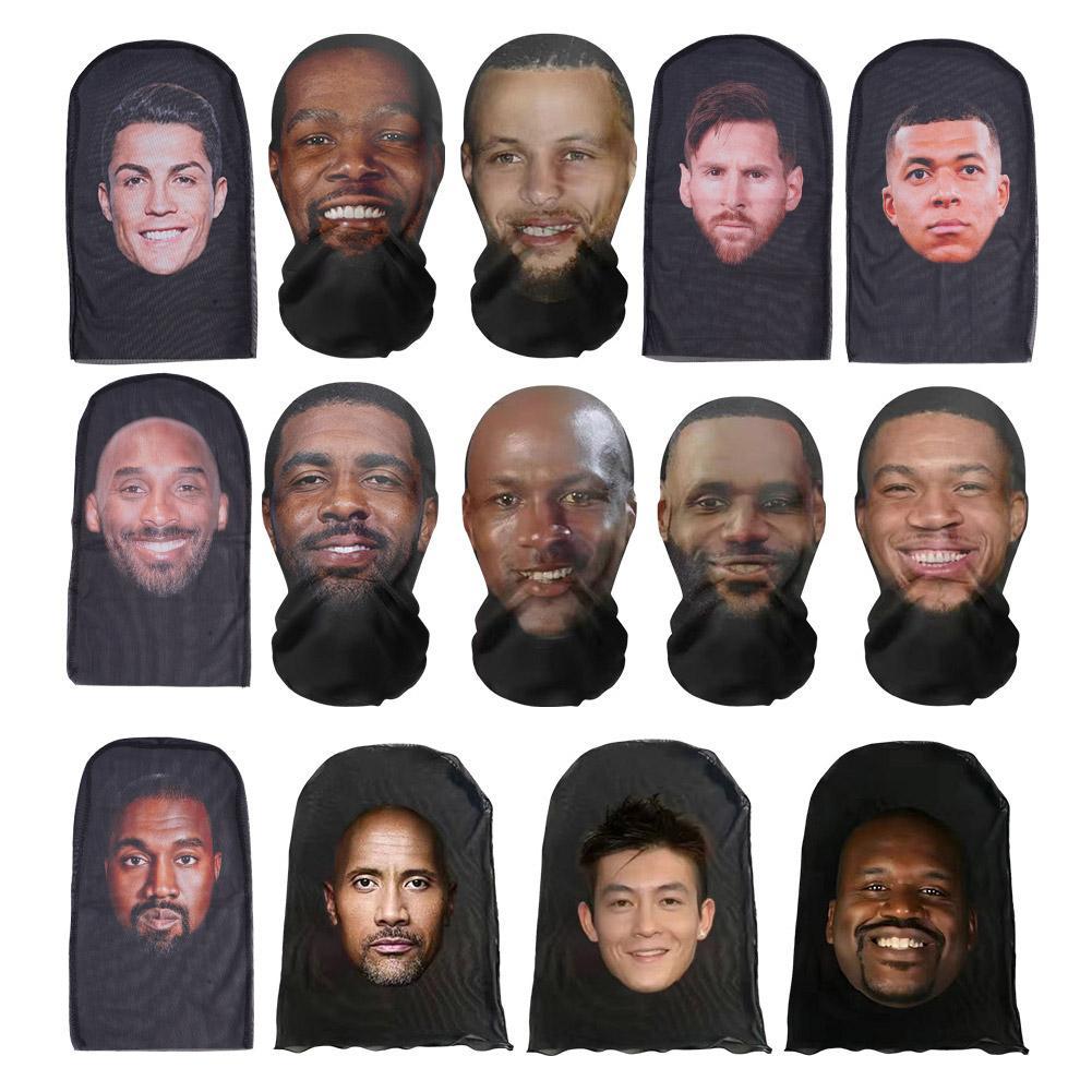 Бесшовная маска для лица Kanye с 3D принтом, маска для лица знаменитостей, забавная маска для головы, шарф для верховой езды, головной убор для косплея, капюшон в стиле хип-хоп