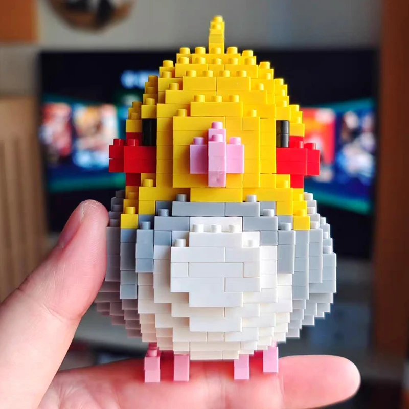 大人用 DIY 3D ミニダイヤモンドブロック - アニマルワールド グレーオウム & オカメインコ組み立てセット - クリエイティブレンガ建設おもちゃ