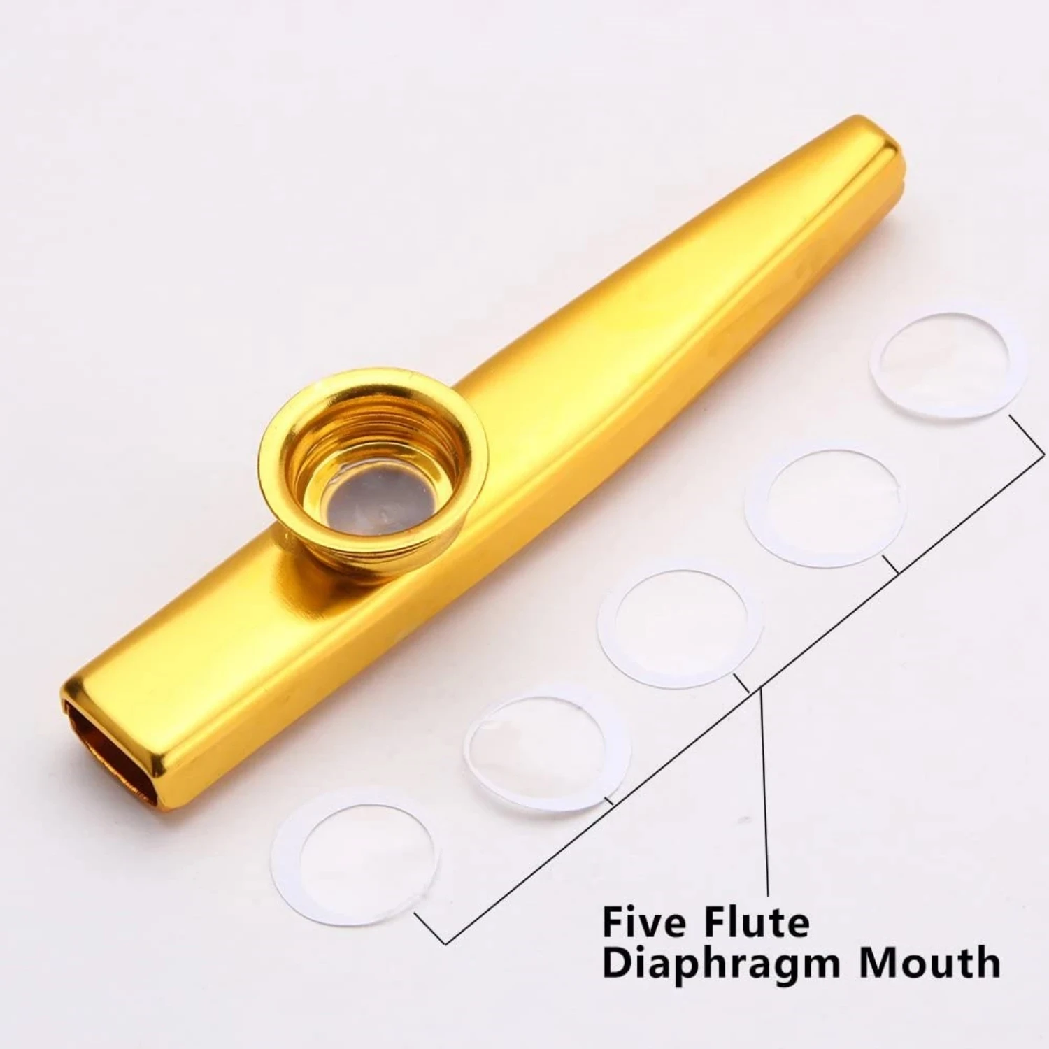 Kazoo Liga de Alumínio Dourado com Membrana Flauta Diafragma Boca Kazoos Instrumentos Musicais
