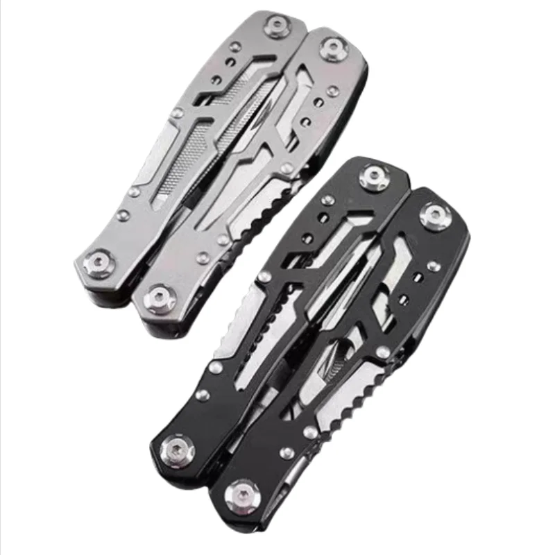 Alicates multifuncionales de acero inoxidable, combinación de cuchillos pequeños para exteriores, herramienta práctica plegable para coche con cabezal de lote, alicates para cuchillos