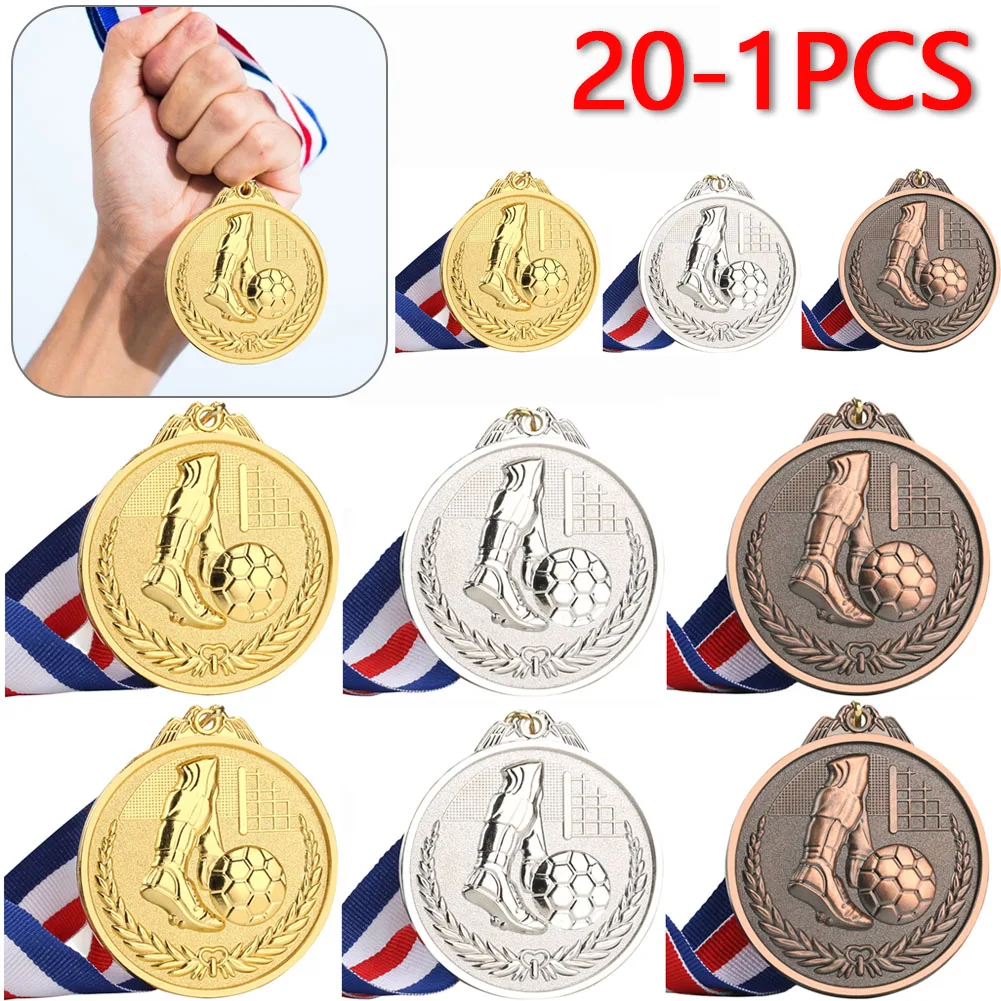 20–1 Stück Medaillen für Sportwettbewerbe, Auszeichnungen, Zinklegierung, Fußball-Wettbewerbsmedaillen, verschleißfest, Gold, Silber, Bronze, Souvenir-Geschenke
