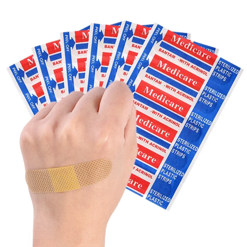 100 teile/paket Vliesstoffe Pflaster Patch für Erste Hilfe Streifen Klebeband Heftpflaster Wasserdichte Woundplast Klebe Bandagen
