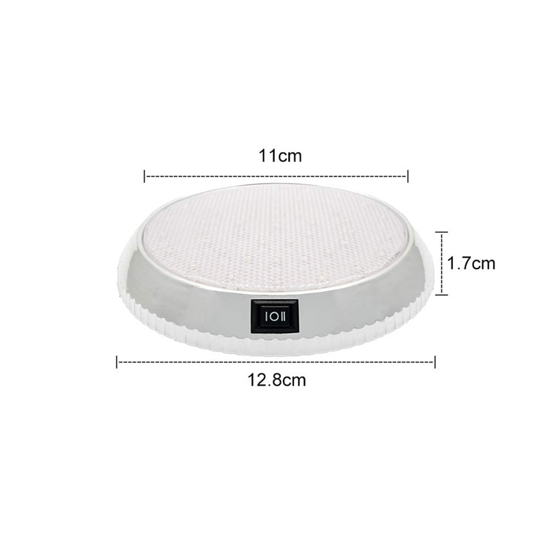 12V 46 LED Car Interior Reading Roof Light  Round Ceiling Dome Lamp On Off Switch  White for Camper Van Caravan Off Road Boat RV