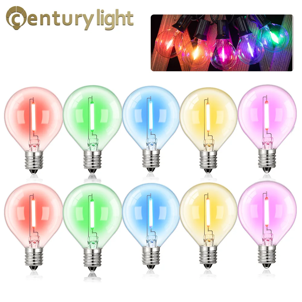 Multicolor Led Replacement Bulb G40 Colored Filament Bulb 1W E12 RGB Globe Mini Ball Lamps For String Light Birthday Party Decor