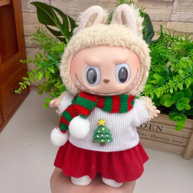 Roupas para labubu natal labubu conjunto de roupa para bonecas de 1a/2a/3a geração com cachecol chapéu luvas acessórios wearable férias