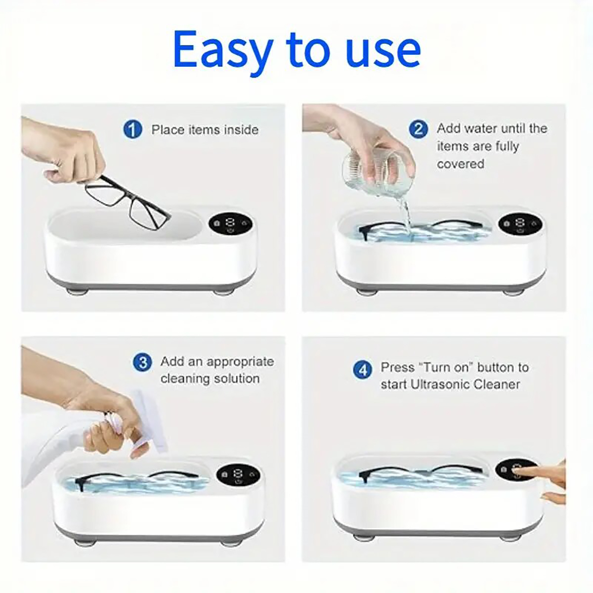 1PC jewelry cleaning machine, jewelry automatic 360 ° deep cleaning tool, ultra portable, USB charging, high-frequency vibration