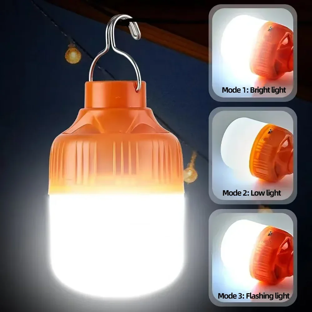 휴대용 USB 충전식 LED 캠핑 전구, 매우 밝은 야외 캠핑 램프, 비상 낚시 바베큐 텐트 야간 조명
