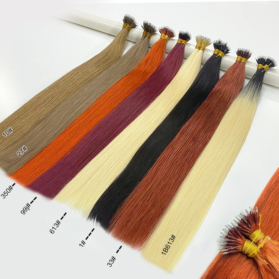 100 strands Nano แหวน Micro Links ต่อผมมนุษย์สีบลอนด์ธรรมชาติ Micro Bead Loop Pre Bonded Remy ผมตรงยุโรป