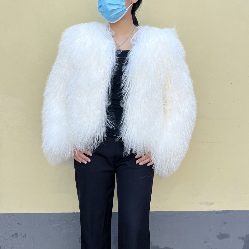 Kejinyuan echt Mongolië schapenbontjas voor dames, donkerbruin schapenbontjack