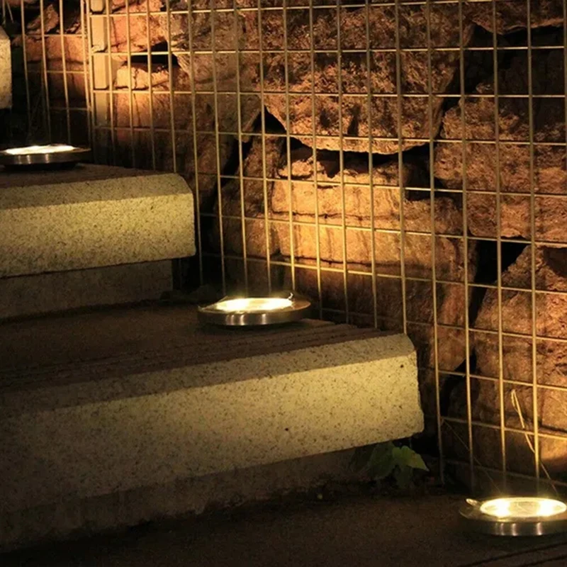 4 pacote de luzes solares ao ar livre 8leds disco lâmpada subterrânea holofote enterrado luz solar para casa jardim gramado quintal decoração