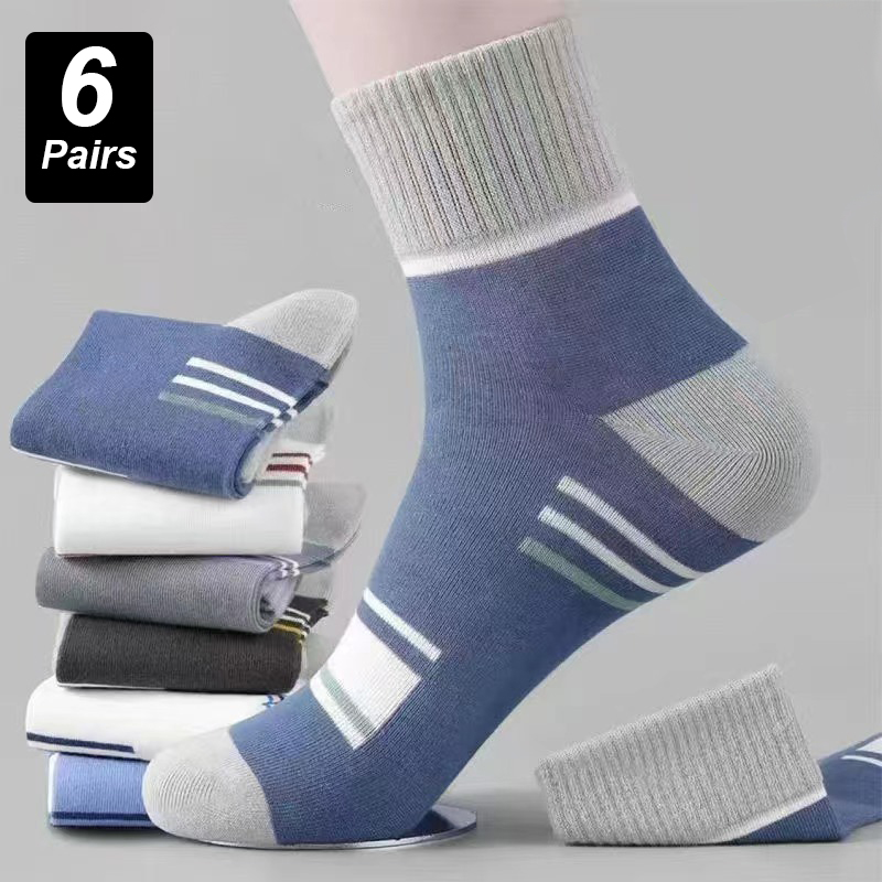 6Pairs Men Socks Breathable Cotton Sports Stockings Men Socks Comfortable Sweat Absorption Deodorant Business Sox High Quality