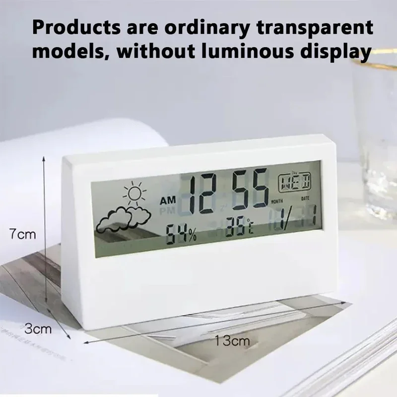 Reloj electrónico medidor de temperatura y humedad estación meteorológica para el hogar con alarma LED termómetro termo higrómetro multifunción