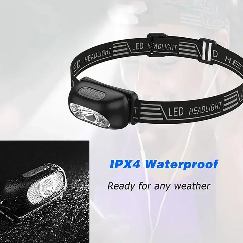 Lampada frontale a luce forte Mini LED Pesca notturna Potente torcia Lampada frontale da campeggio esterna impermeabile Lampada frontale con sensore LED portatile