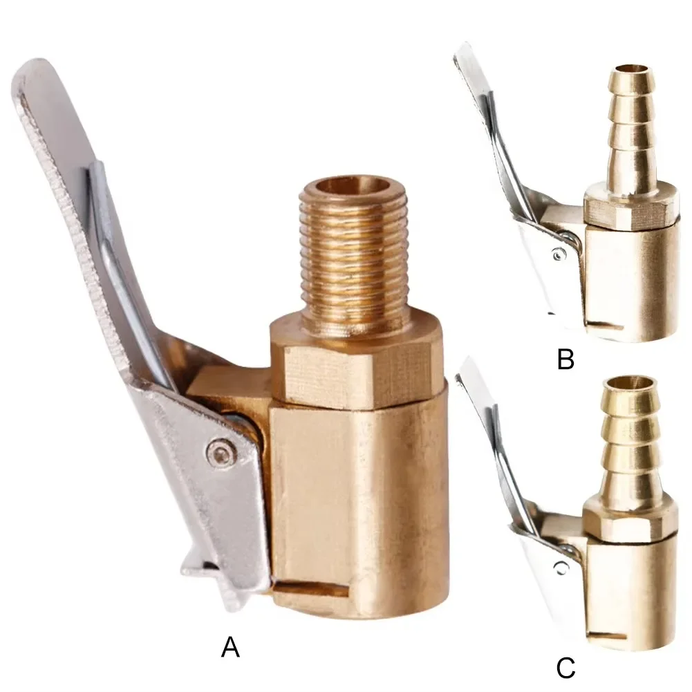 Draagbare opblaasbare pomp voor autoband Air Chuck Inflator Pompventiel Connector Clip-on Adapter Auto Messing 6/8mm Tyre Wheel Valve